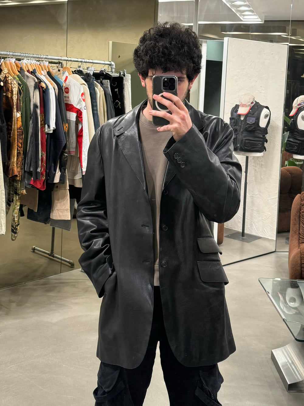 2000s Prada leather coat