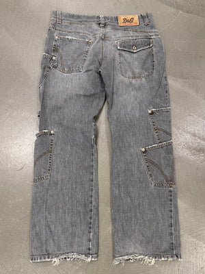 2000s Dolce & Gabbana double waist asymmetrical cargo jeans