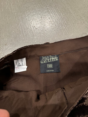 1990s Jean Paul Gaultier mainline velvet double layer distressed pants