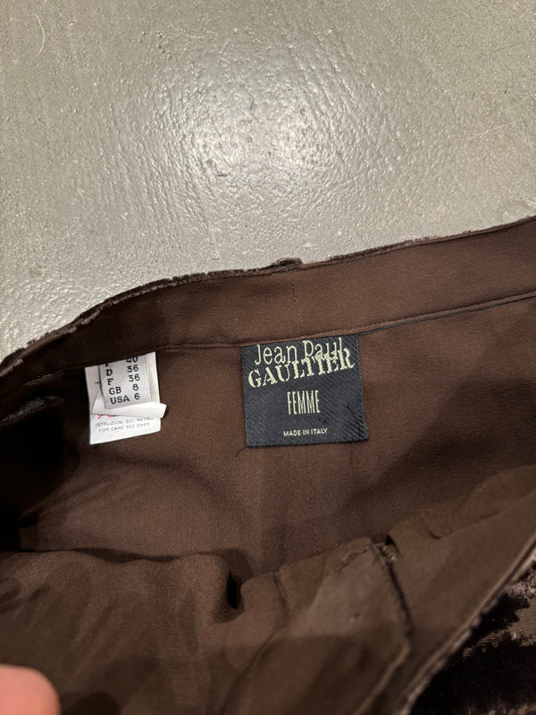 1990s Jean Paul Gaultier mainline velvet double layer distressed pants