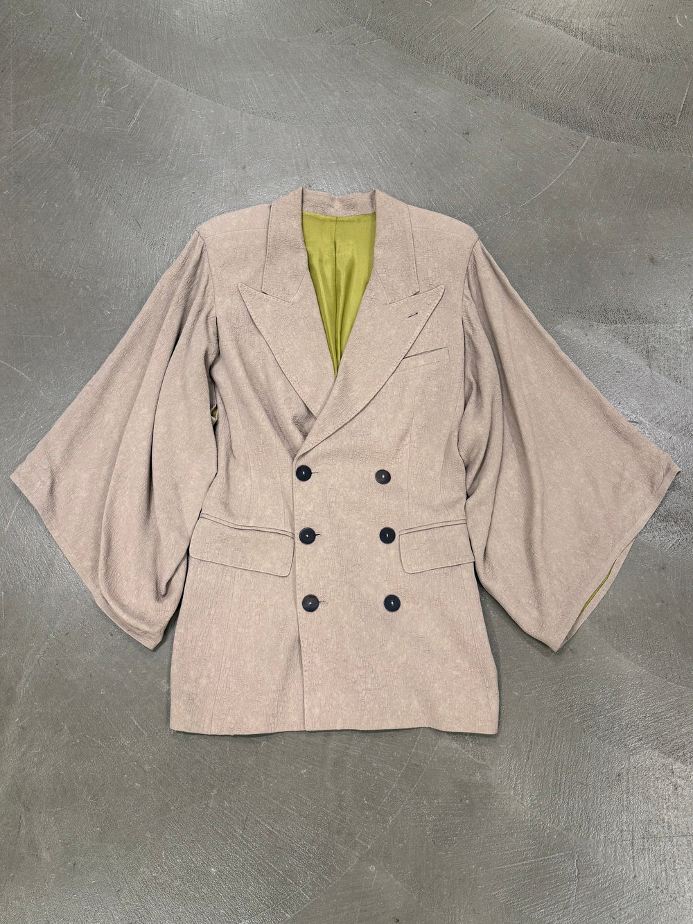 2000s Jean Paul Gaultier wrinkle skin wide sleeve set (jacket + pants)