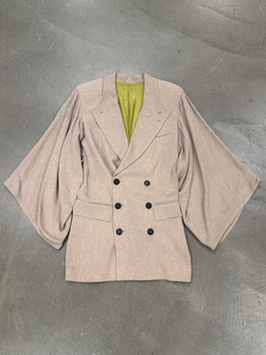 2000s Jean Paul Gaultier wrinkle skin wide sleeve set (jacket + pants)