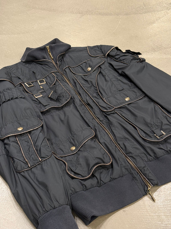 2000s Roberto Cavalli bondage parachute bomber jacket