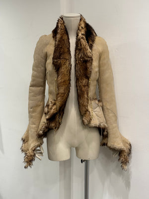 2000s Roberto Cavalli Shearling leather jacket with gold chains