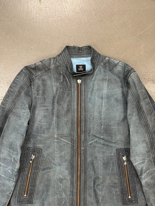2000s Versace distressed leather jacket