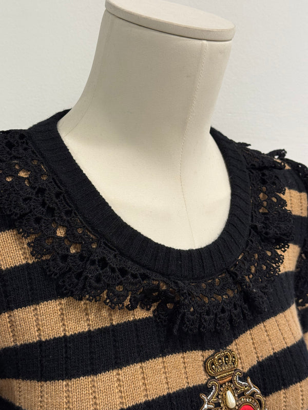 2020s Dolce & Gabbana wool & cashmere heart stripe knit