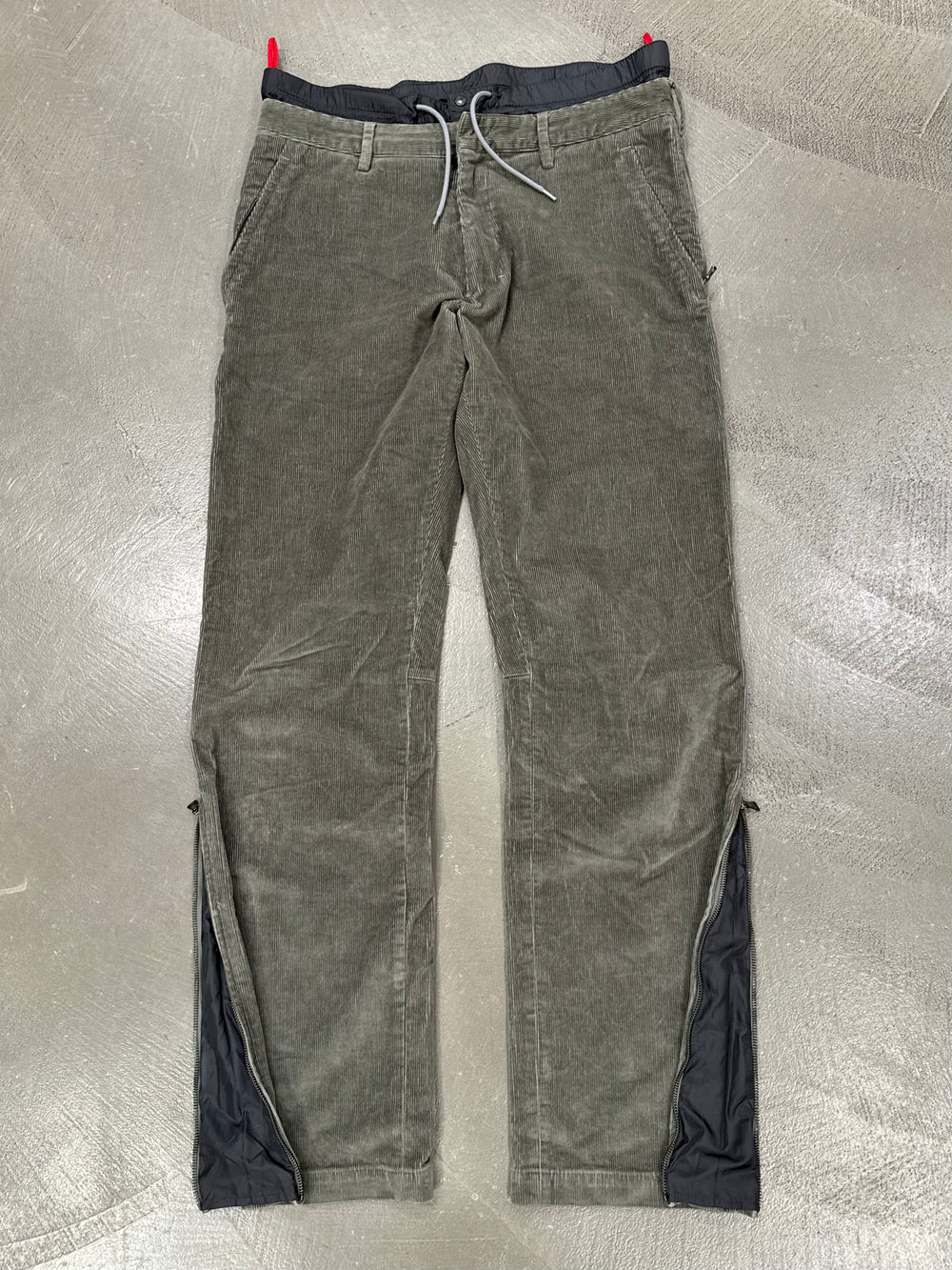 2000s Prada double waisted hybrid corduroy pants