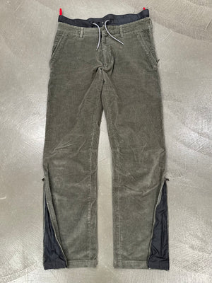 2000s Prada double waisted hybrid corduroy pants