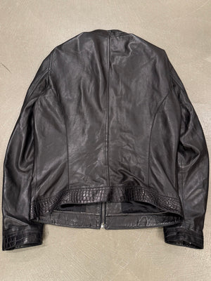 2000s Dolce & Gabbana café racer crocodile leather jacket