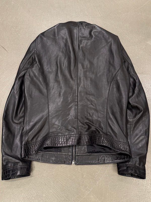 2000s Dolce & Gabbana café racer crocodile leather jacket