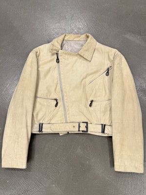 A/W1994 Gianni Versace cropped crocodile embossed leather jacket