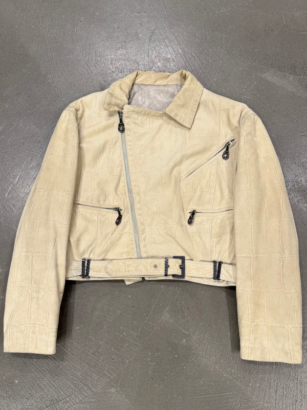 A/W1994 Gianni Versace cropped crocodile embossed leather jacket