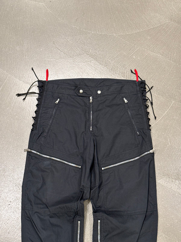 2000s Prada lace up multi-zip nylon astro cargo pants