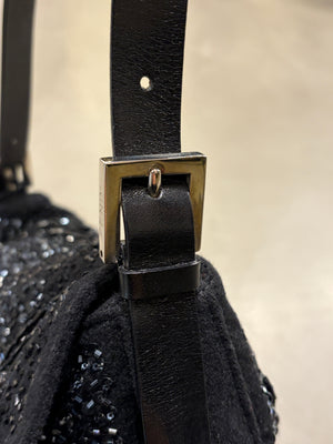 A/W2000 Fendi wool embossed hand-beaded baguette bag
