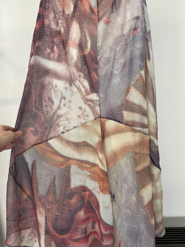 1990s D&G Botticelli birth of Venus sheer silk dress