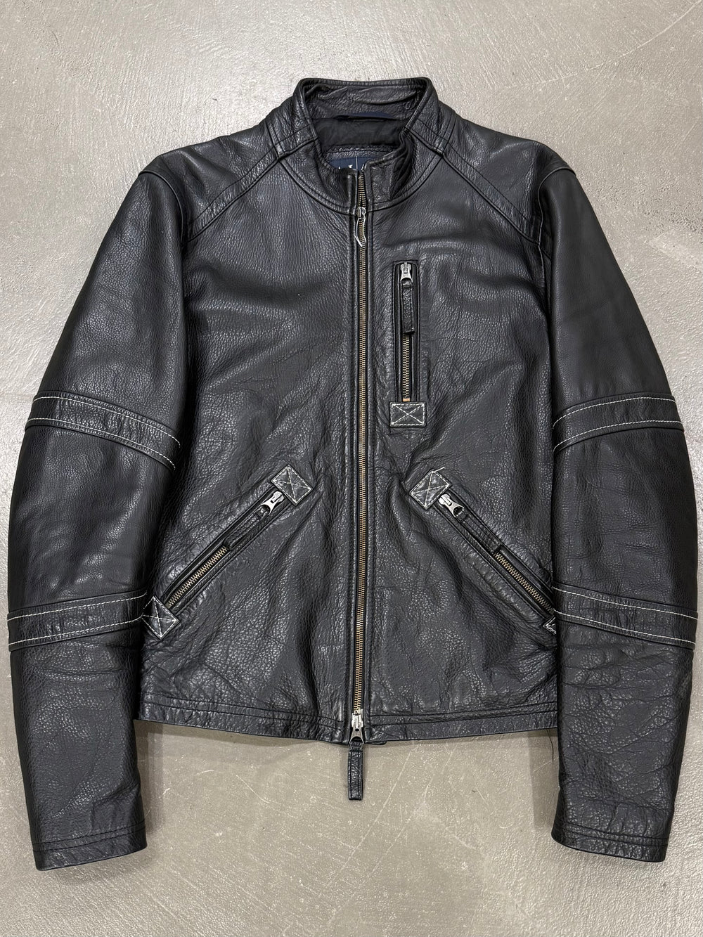 2000s Armani biker leather jacket