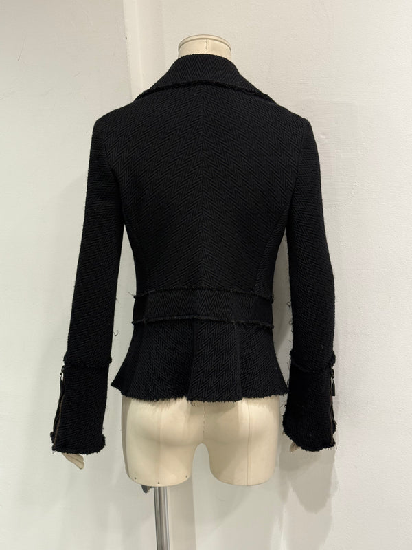 Cavalli frayed asymmetric jacket