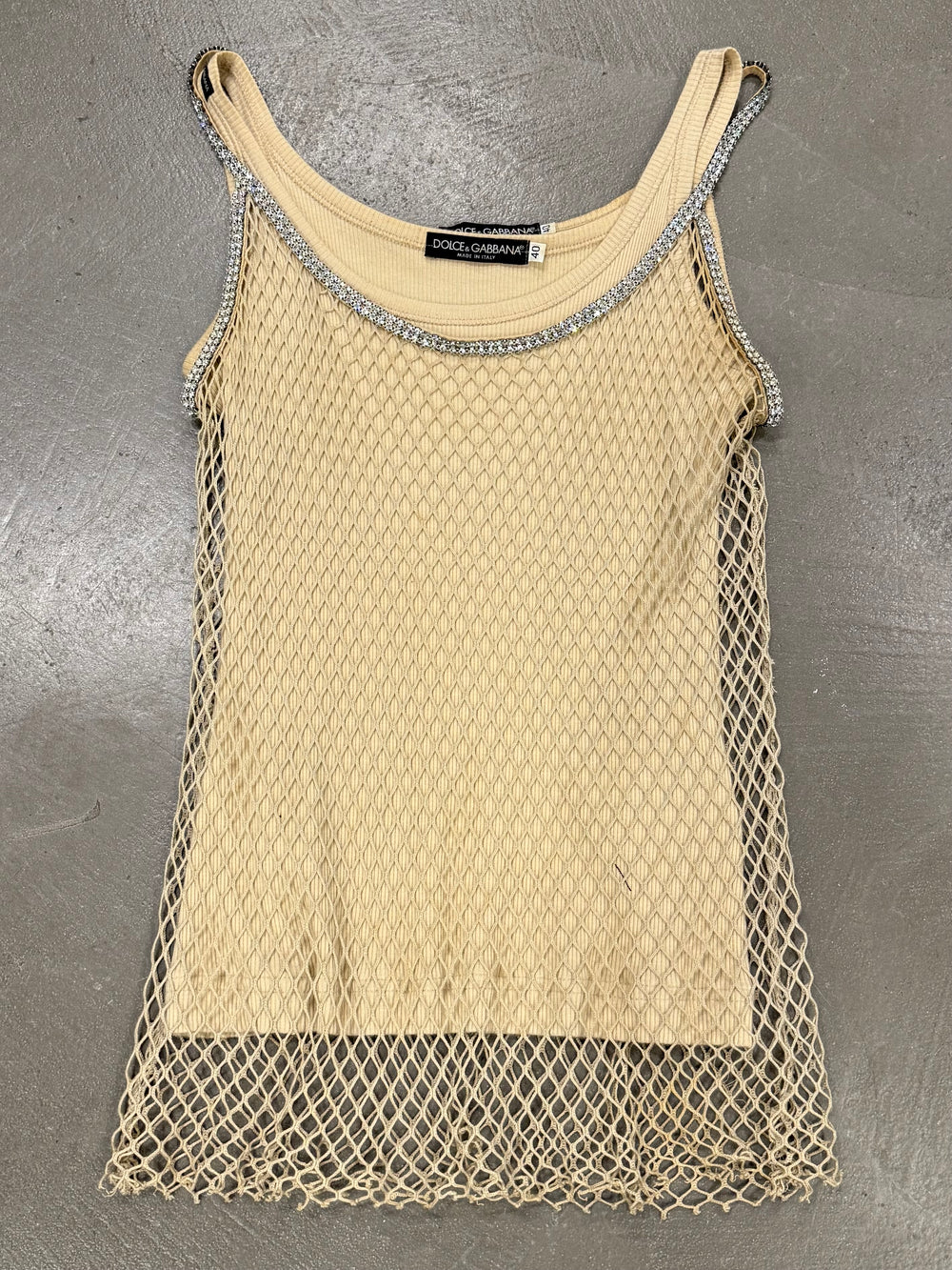 S/S2002 Dolce & Gabbana J-Lo fishnet Swarovski top set