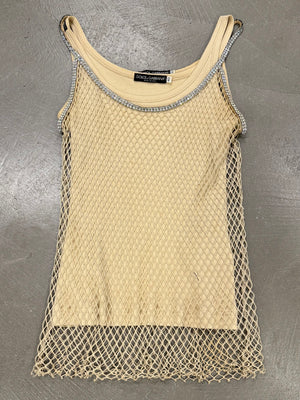 S/S2002 Dolce & Gabbana J-Lo fishnet Swarovski top set