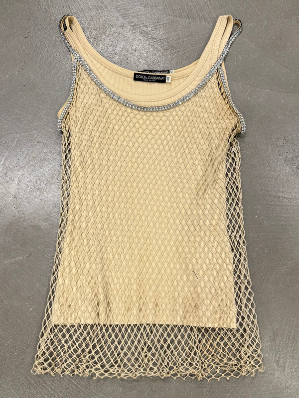 S/S2002 Dolce & Gabbana J-Lo fishnet Swarovski top set