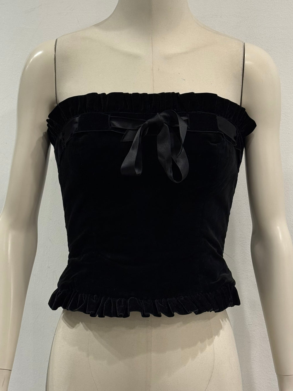 1990s Fendi strapless bow detail top