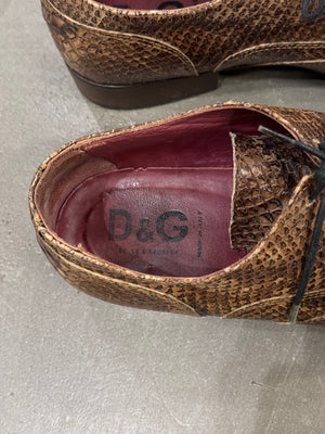 2000s Dolce & Gabbana printed leather derby shoes