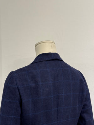 2000s Brunello Cucinelli double layer V-shape tartan blazer
