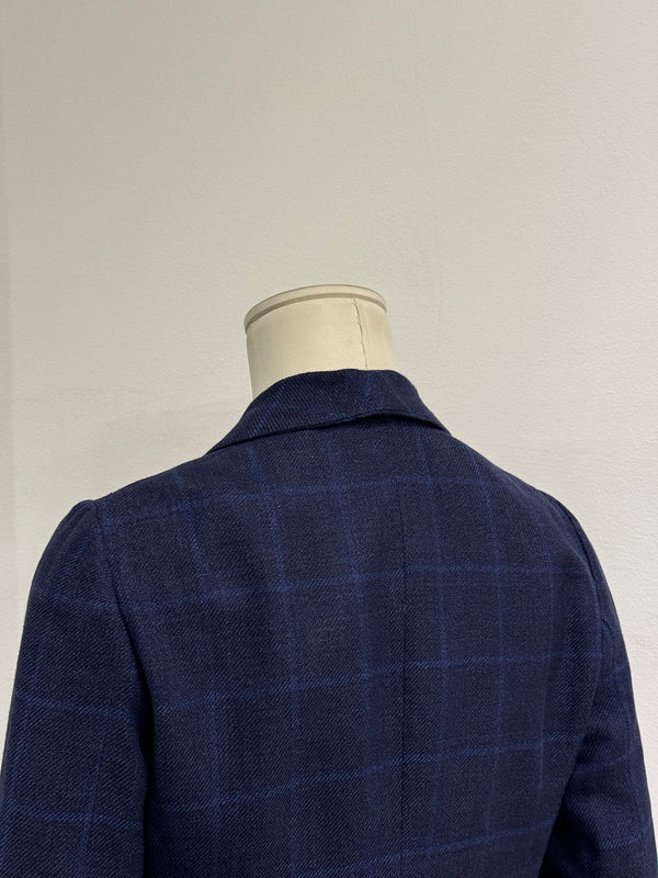 2000s Brunello Cucinelli double layer V-shape tartan blazer