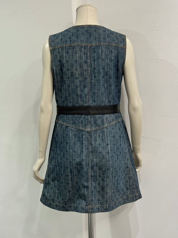 2010s Louis Vuitton monogram midi denim dress