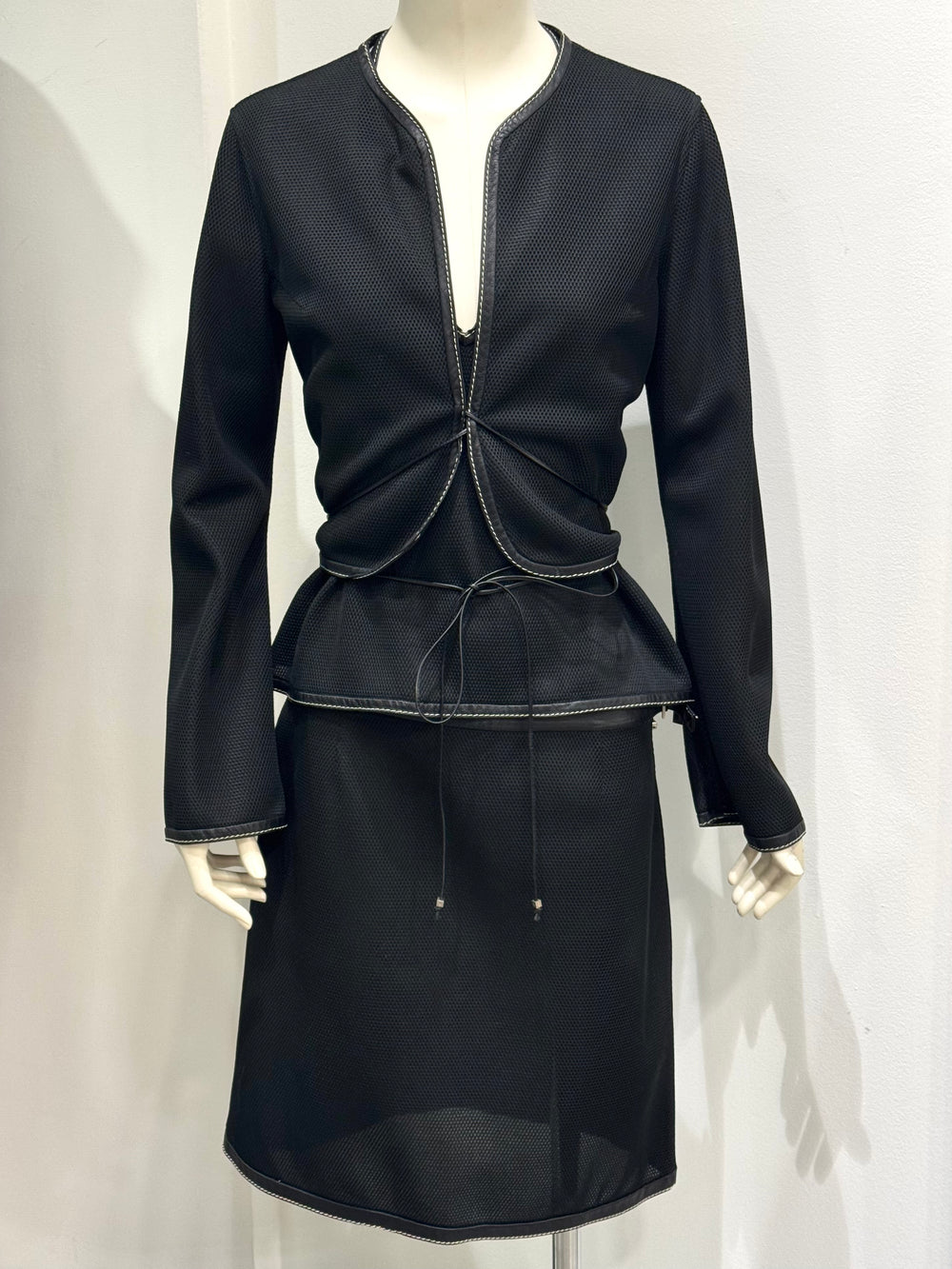 2000s Fendi 3-piece mesh set with leather trim