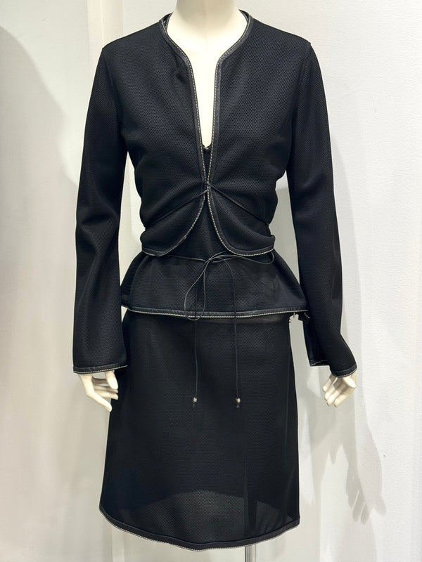 2000s Fendi 3-piece mesh set with leather trim