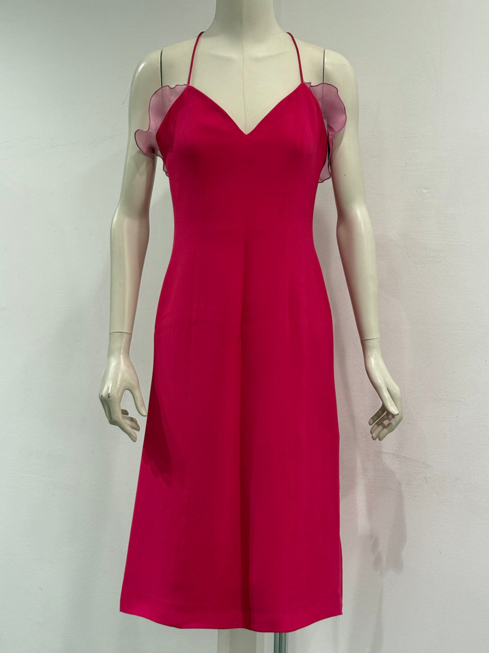 1990s Giorgio Armani silk slip dress with organza petal details