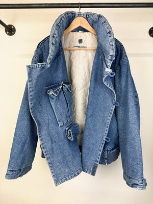 1980s Katharine Hamnett padded denim double breasted bomber