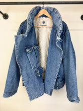 Load image into Gallery viewer, 1980s Katharine Hamnett padded denim double breasted bomber
