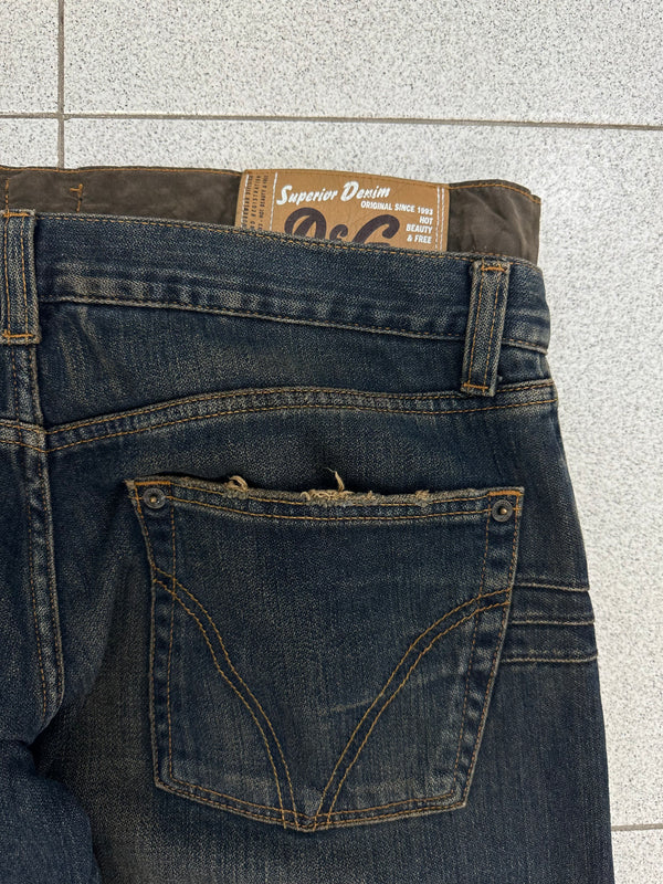 AW2003 D&G double waisted asymmetrical pockets jeans