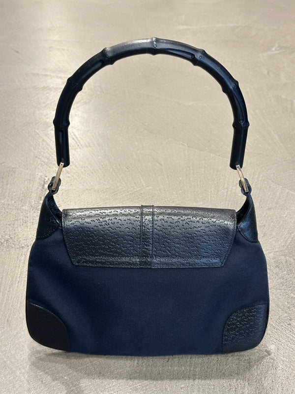 1990s Gucci by Tom Ford bamboo handle Jackie bag with leather flap
