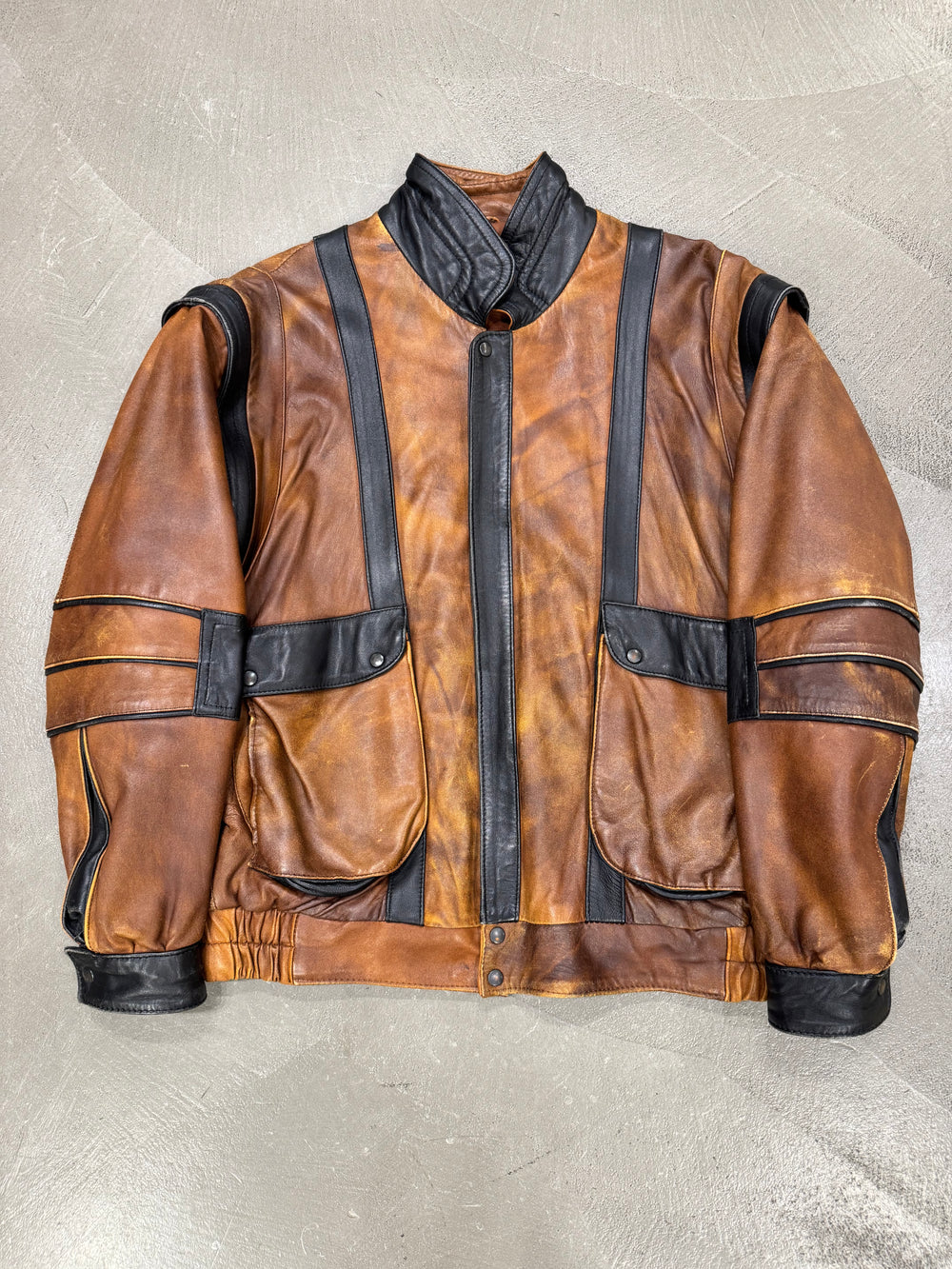 1980s Yves Saint Laurent paneled leather jacket