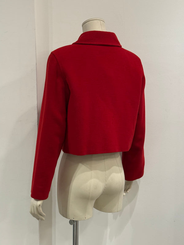 1980s Claude Montana red cropped jacket