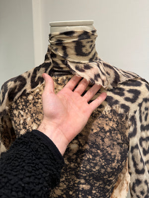 2001 Roberto Cavalli Leopard printed silk draped dress