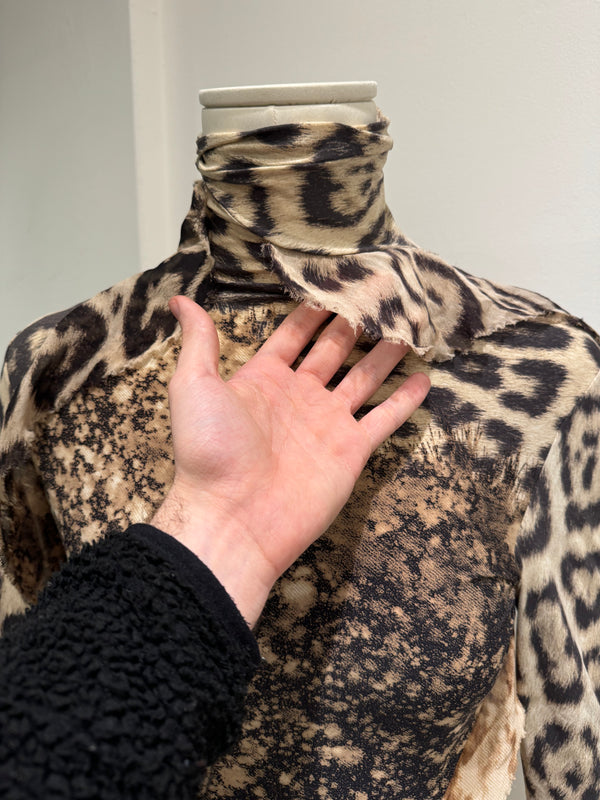 2001 Roberto Cavalli Leopard printed silk draped dress