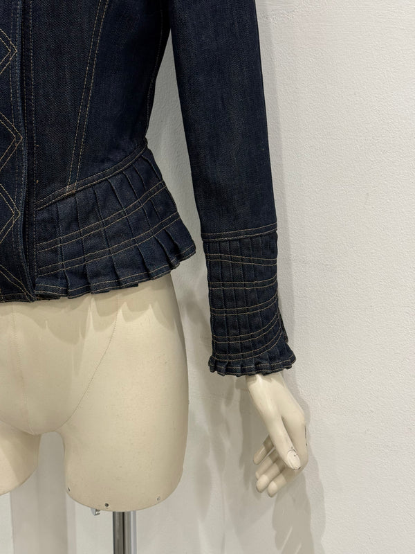 S/S2004 Gucci by Tom Ford paneled biker denim jacket