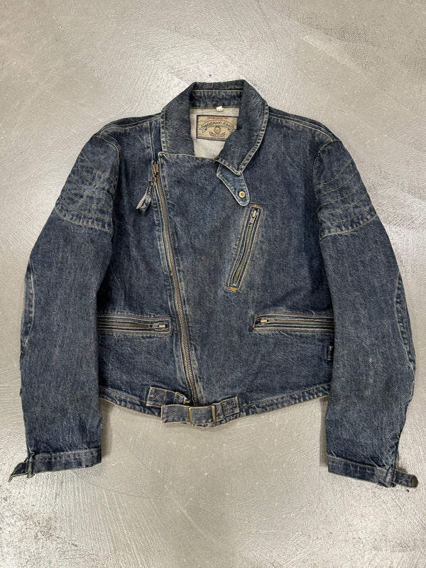1980s Armani biker padded denim jacket