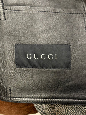 A/W2000 Gucci by Tom Ford runway set leather trip jacket & skirt