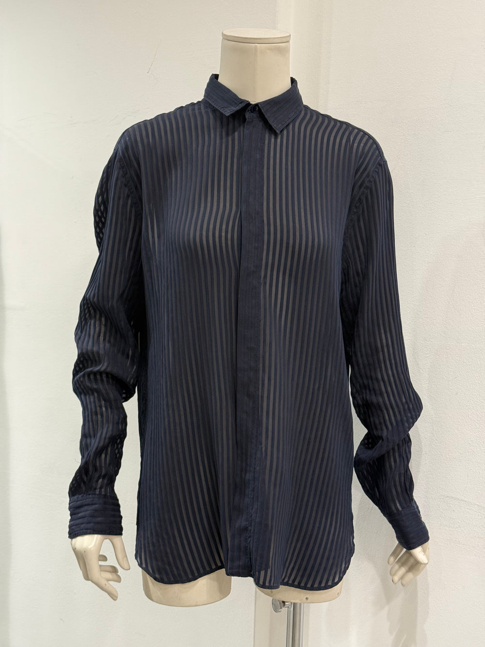 2010s Saint Laurent pinstripe poplin sheer shirt