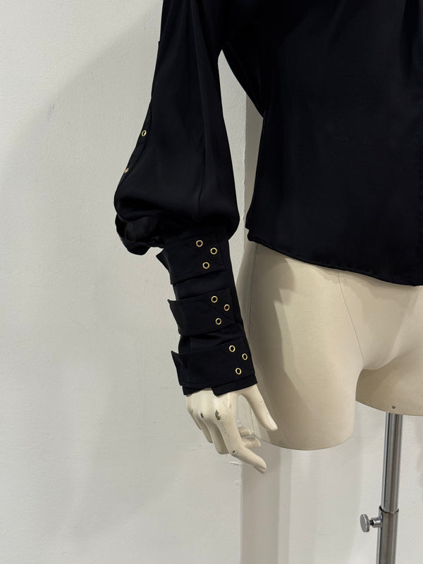 A/W2003 Gucci by Tom Ford grommet choker bondage blouse