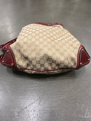 2008 Gucci x Unicef Indy GG canvas snakeskin hobo bag