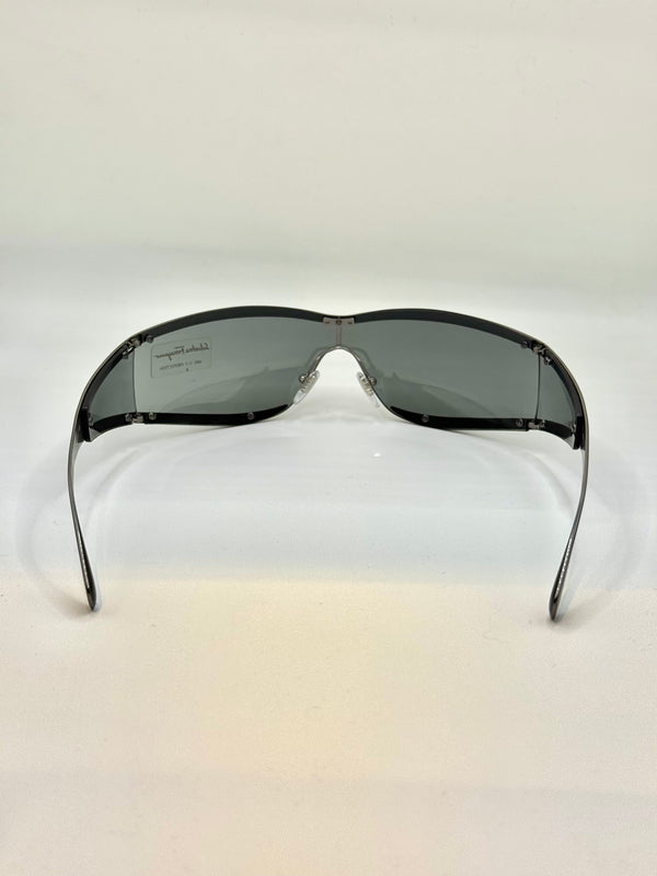1990s Salvatore Ferragamo futuristic metallic sunglasses - new