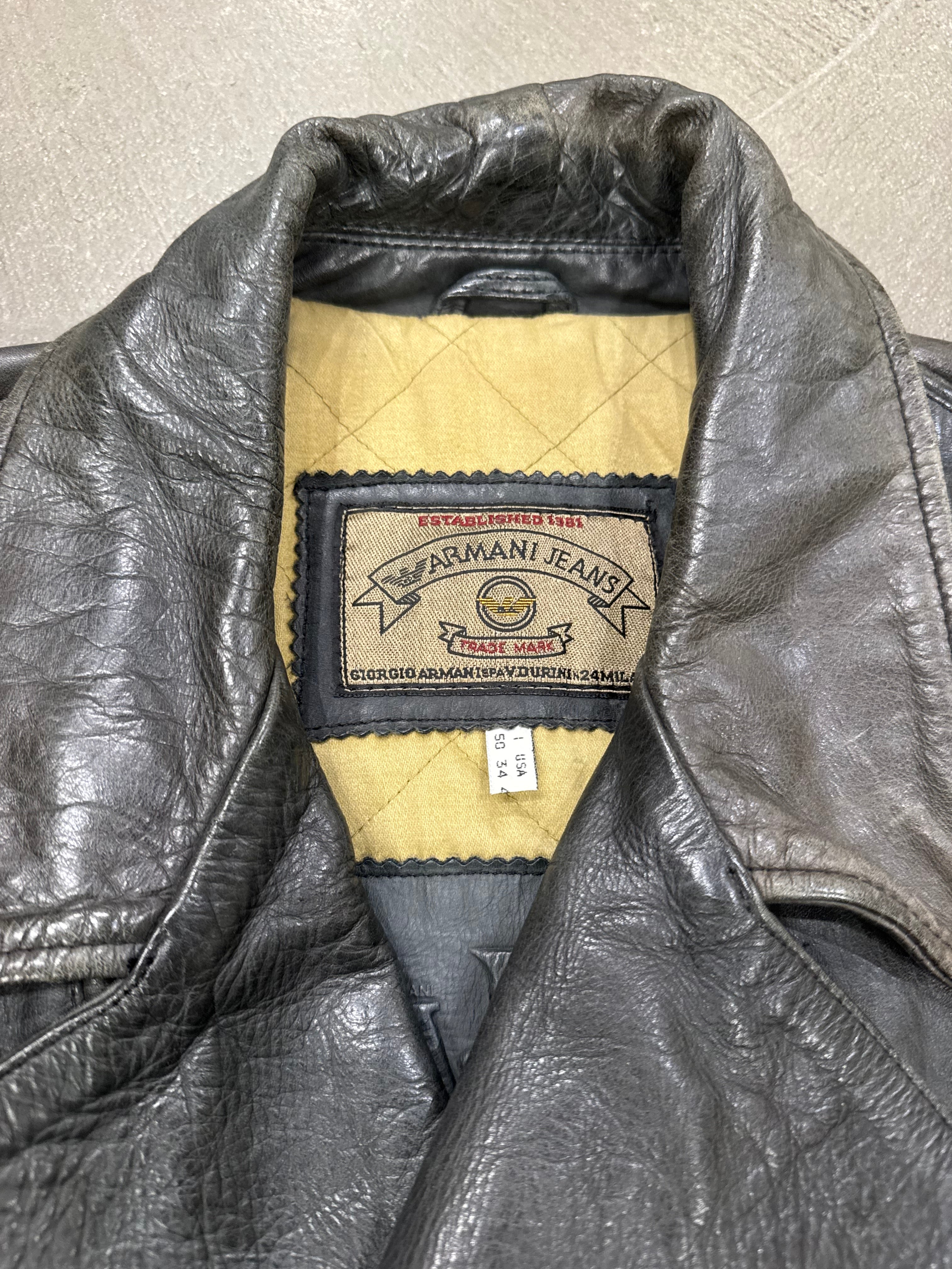 1980s Armani biker reinforced leather jacket