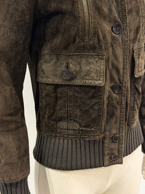 A/W2009 Gucci by Frida Giannini monogram suede multipocket bomber jacket