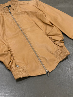 2000s Gianni Versace cropped leather bomber jacket